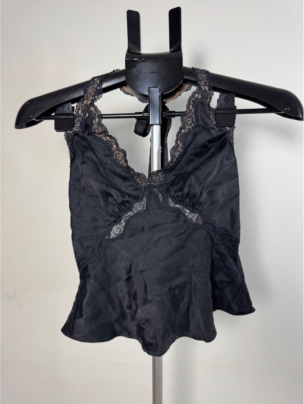 Reformation Black Lace Trim Silk Camisole Top XS